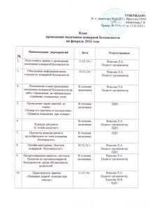 План проведени месячника по пожарной безопасности